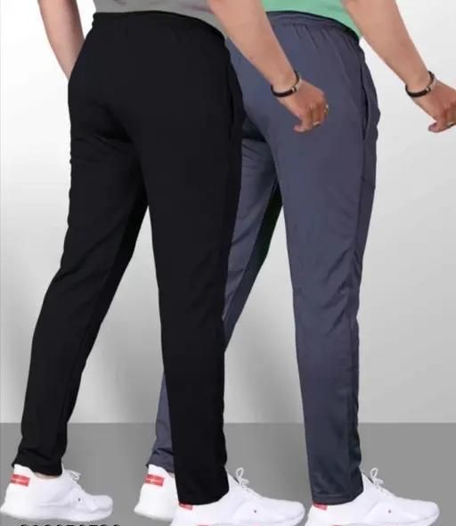 Men's Regular Fit Trackpants Pack Of 2 (Black & Grey)